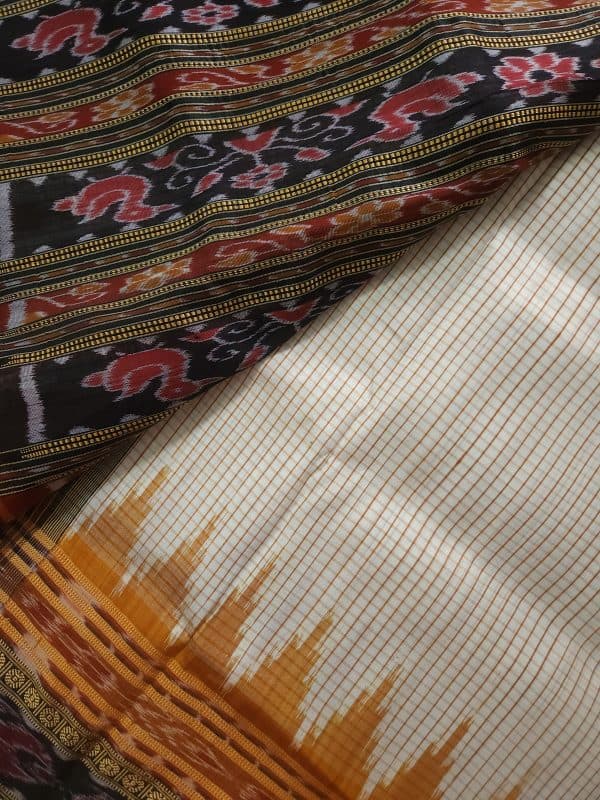 Sachipar Khandua Silk Saree- Yellow Temple Border