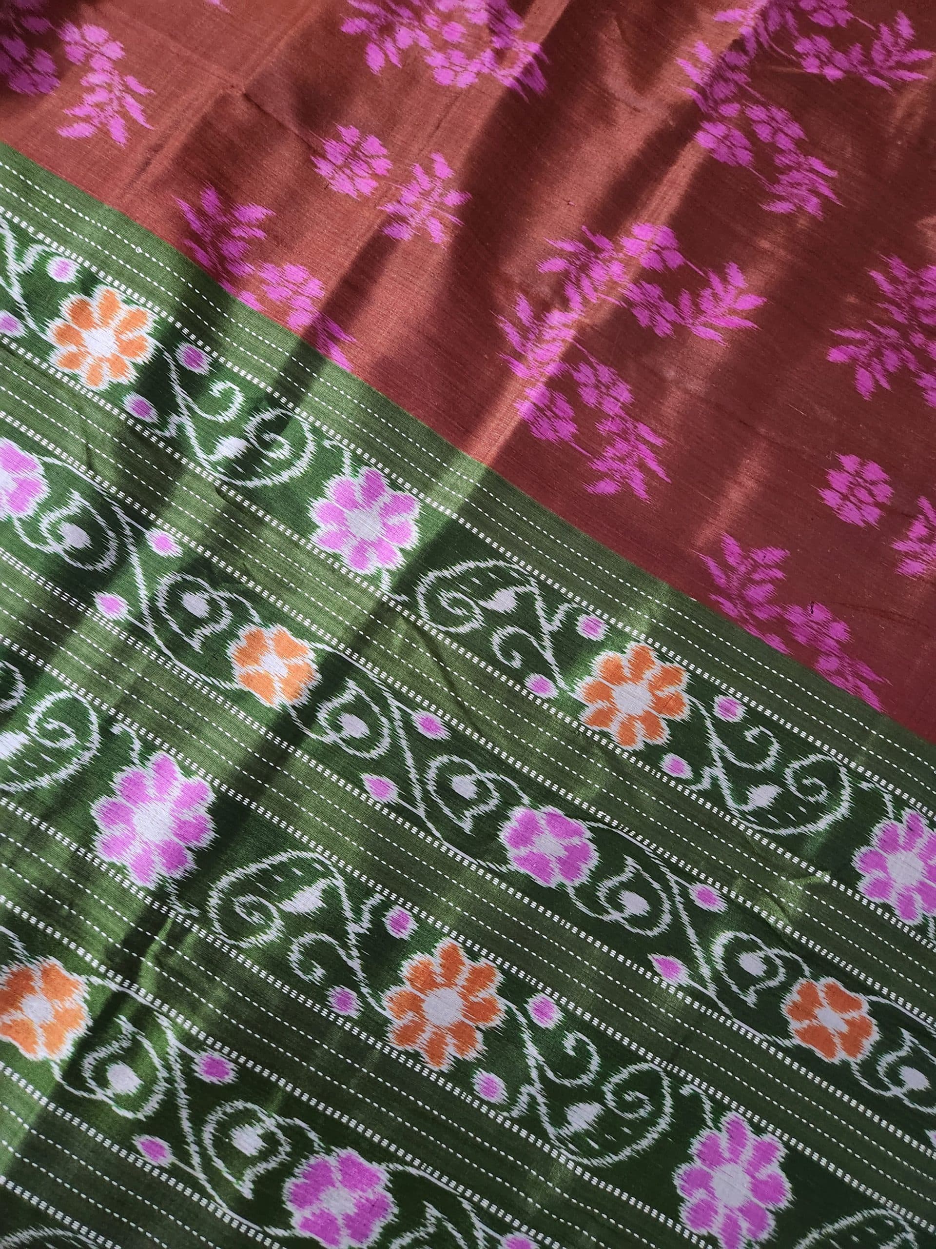 Nuapatna Ikat Floral Bandha Silk Saree